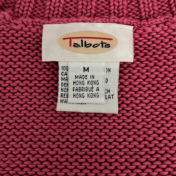 Talbots Sweater 100% Cotton 3/4 Sleeve Rosey Coral Color Great Condition Size M - Picture 6 of 7